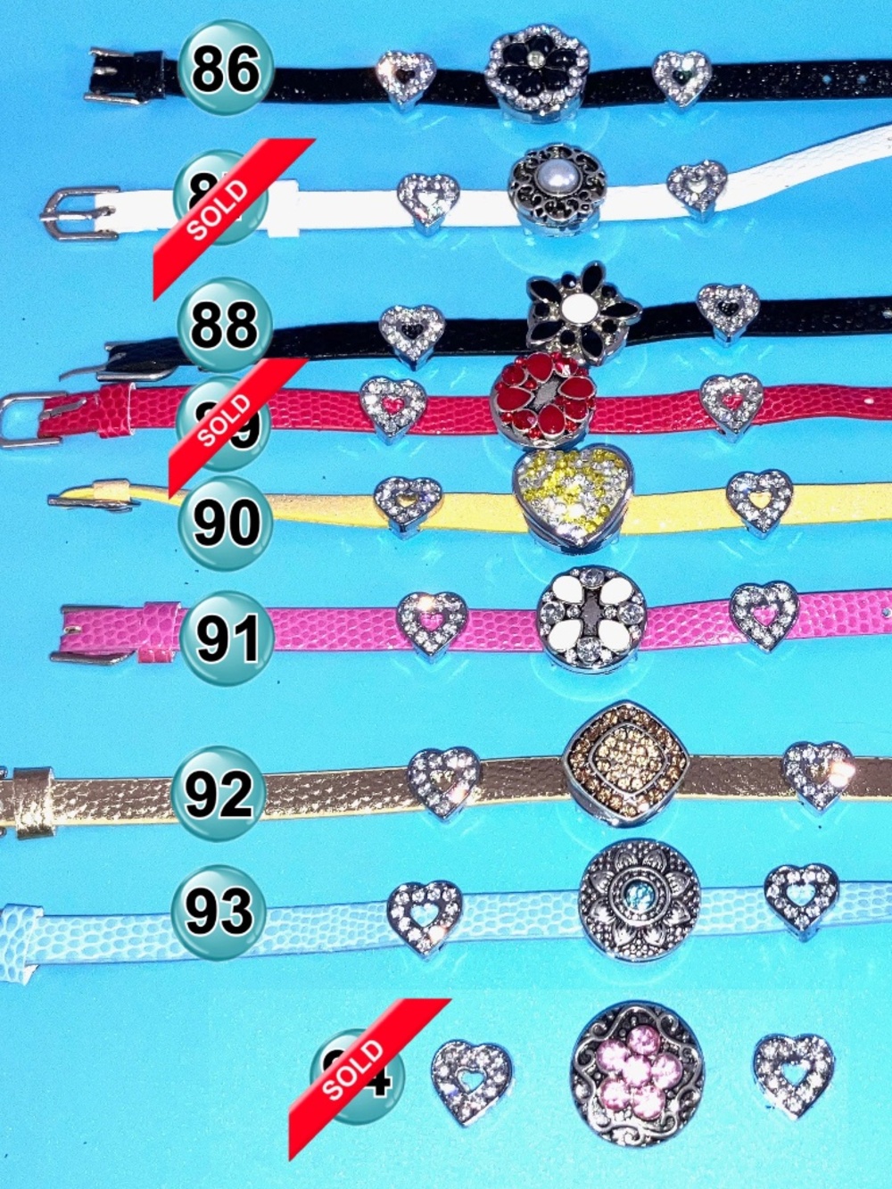 🎀 5/$15 -Snap Jewelry Charm, Faux Leather Bracelet with Slide Charms *see desc*